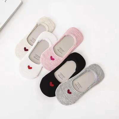 CHPN - Sneakersokken - Enkelsokjes - 5 paar - Grappige korte sokken - Hartjes- Sokken - Maat 35/39 - Leuke sokken - Socks - Hippe sokken