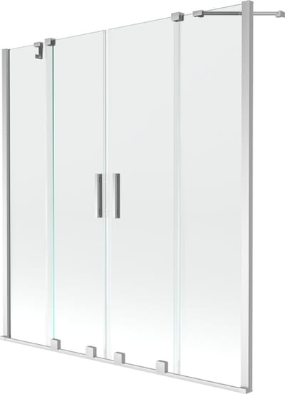 Mexen Velar Duo badwand scherm 2-delig schuifbaar 150 x 150 , transparant, chroom - 896-150-000-02-01