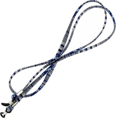 Fako Bijoux® - Brillenkoord - Inka - 70cm - Donkerblauw/Wit