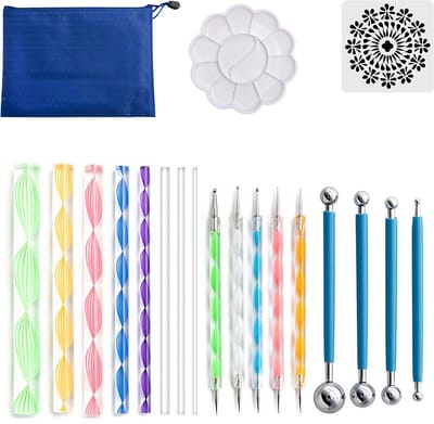 Somstyle Dotting Tools Mandala Set - 20-Delig - Sjablonen & Penselen voor Dot Painting - Nail Art - Multicolor