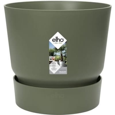 Elho Greenville Rond 55 - Grote Bloempot voor Buiten met Waterreservoir - 100% Gerecycled Plastic - Ø 55 x H 50 cm - Blad groen