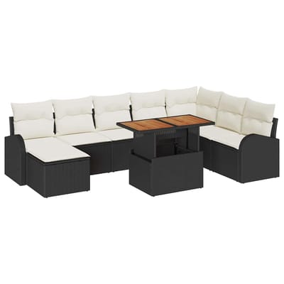 vidaXL - Tuinbank - Set - 9 - st - Zwart - en - crème