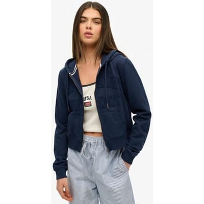 Superdry Athletic Essentials Korte Tonal Hoodie met Rits Blauw Grootte: 34