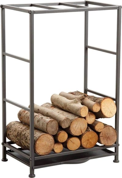 Houtlegger met Plank - Vintage Haardhouthouder van Metaal - 50 cm Breed, 36 cm Diep, 80 cm Hoog