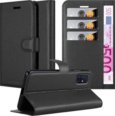 Cadorabo Hoesje geschikt voor Samsung Galaxy M31s in PHANTOM ZWART - Beschermhoes met magnetische sluiting, standfunctie en kaartvakje Book Case Cover Etui
