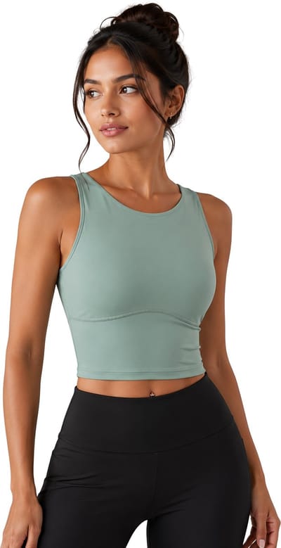 SparkNine Supportflex Sporttop met Built-in Bra - uitneembare pads - XS - groen - sport bh - met hoge ondersteuning - cropped