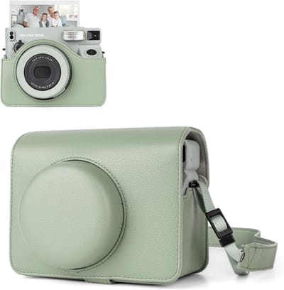 Beschermende Camera Tas met Schouderriem voor Fuji Wide 400 - Groene PU Case, Geschikt voor Fotografie