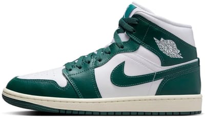 Nike Air Jordan 1 Mid - Maat 44 - Donkergroen / Wit / Gebroken Wit / - Sneakers Unisex - Doos Zonder Deksel