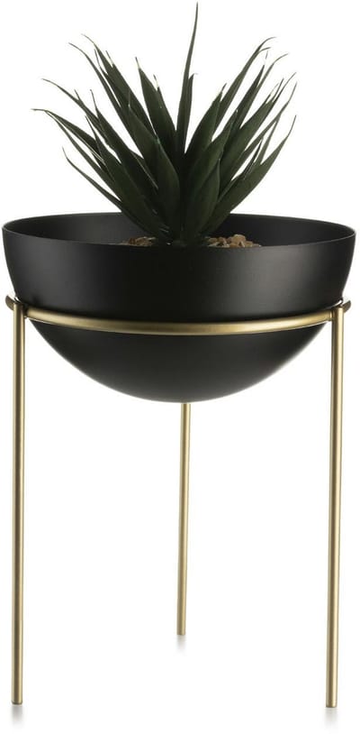 LoftPlant Elegance - Plantenstandaard - Modern loftdesign - Staalconstructie - Goudkleurig met zwarte inzet- 20 cm