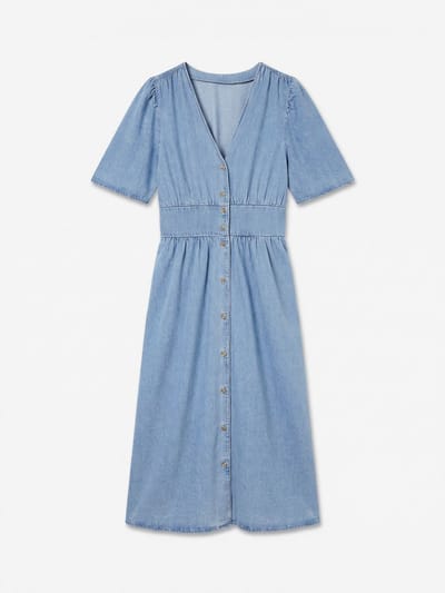 VERO MODA - VMMELANEY BLK 2/4 V-NECK DENIM DRESS - Dames - Mini jurken