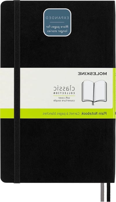 Klassiek notitieboek - zacht, elastische sluiting - zwart - A5 400 pagina's