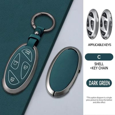 Legering+Leer Auto Sleutelhoes Sleutel Cover Shell Fob Houder Voor Nieuwe Kona Sx2 Voor Hyundai Ioniq 6 Nieuwe Grand Prix Gn7 Auto Accessoires gray