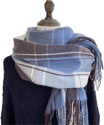 Lange Winter Sjaal - Warme Hoofddoek - Extra Warmte - Zacht en Warm - 200x70cm - Blauw