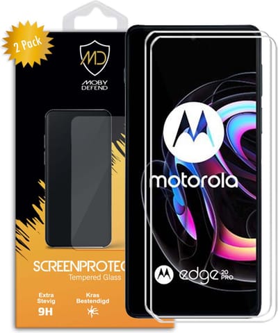 2-Pack MobyDefend Screenprotectors - Geschikt voor Motorola Edge 20 Pro - Case-Friendly Screensaver - Gehard Glas
