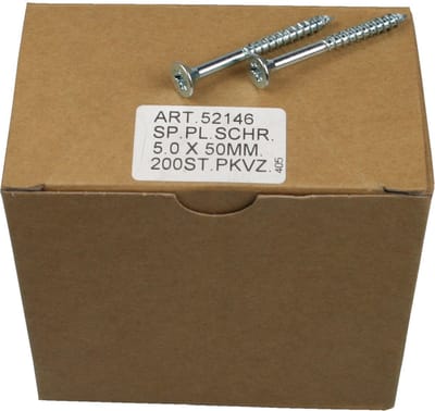 kruiskop / spaanplaatschroeven 5.0x80mm Verzinkt KK - 200 Stuks - 5.0 x 50 mm - Pozidrive - 200 stuks