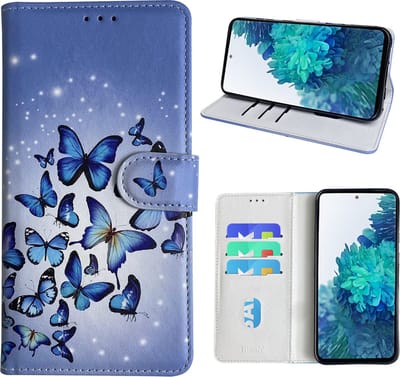 Hoesje geschikt voor Samsung Galaxy S20 FE 5G Bookcase met Blauw vlinder print