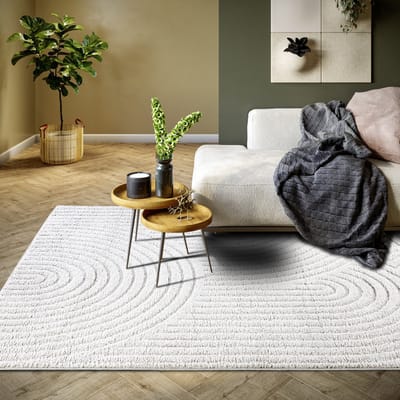 Elle Decoration - Japandi vloerkleed laagpolig - New York Design - Panglao Wit 120x170 cm