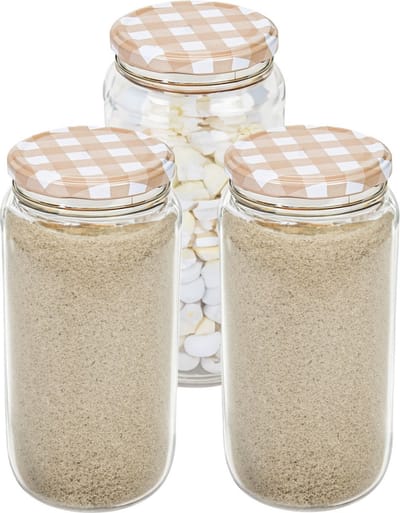 Hega Hogar Weckpot/voorraadpot Classico - 3x - 950 ml - kunststof - beige - D8 x H17 cm
