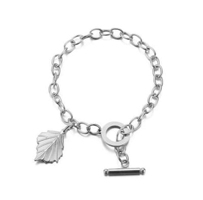 Jobo By JET - Armband Zilver- Blad - Schakel - Long - Dames armband - Titanium steel