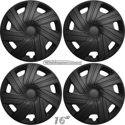 GoodGo Wieldoppen CYRKON-B 16 inch MAT ZWART. Set a 4 stuks in doos (CONTROLEER UW BANDENMAAT en lees a.u.b. de onderstaande, uitgebreide tekst!)
