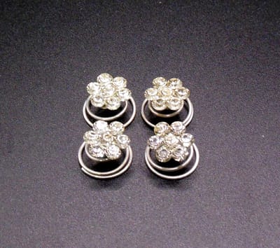 Curlies gele bloem 6 blad strass