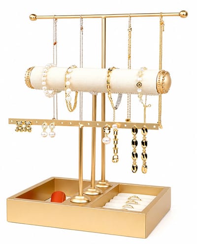 ZoeZo Sieradenrekje - Sieraden Organizer - Oorbellenrekje - Sieradenhouder - Standaard voor Kettingen, Armbanden, Oorbellen, Horloges en Ringen - Goud