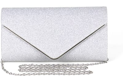 Clutches voor dames-clutch-dames Clutch Bag Elegante Pailletten - Avond Clutch Bag Envelop Ketting Schoudertas - Glanzend Avondfeest Party - Handtas Portemonnee - zilver- 23x4x11cm