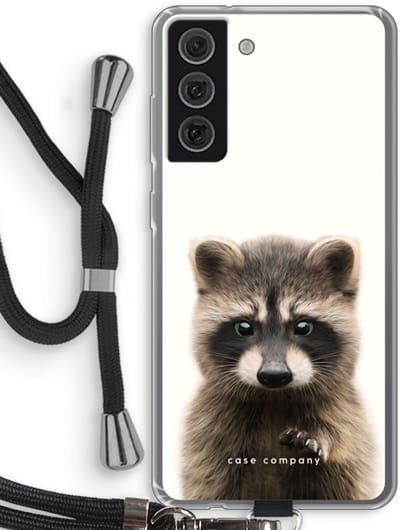 Hoesje met koord geschikt voor Samsung Galaxy S21 FE hoesje met Koord - Rocco - Telefoonhoesje met Zwart Koord - Bescherming aan alle Kanten en Over de Schermrand