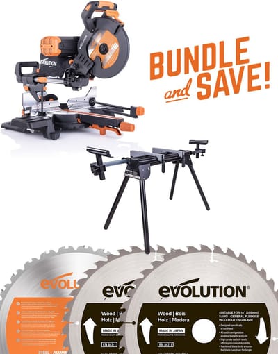 EVOLUTION - COMBOPACK R255SMS-DB+ + ZAAGBLAD MULTI +MITRESTAND - DIA 255 MM - 2000W - 25KG
