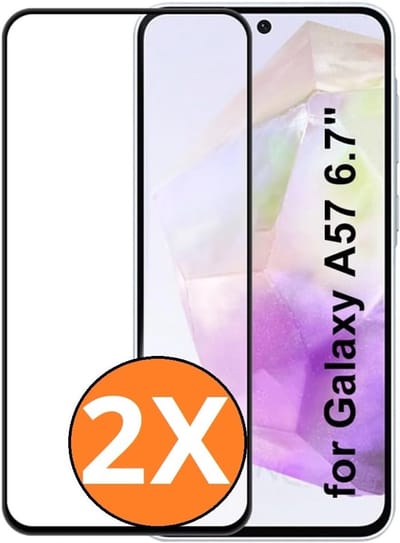 Full Cover Screenprotector Geschikt voor Samsung Galaxy A57 Zwart 2pack - Volledige Beschermglas Tempered Glass