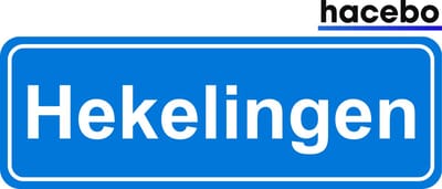 Hacebo - Plaatsnaam Sticker - 29x10 CM - Hekelingen sticker - Verkeersborden sticker - grappige cadeaus - Hekelingen