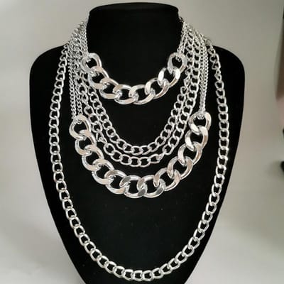 Meerlaagse Dikke Gouden Kleur Ketting Choker Ketting Goth Hiphop Rock Halloween Grunge Emo Boho Kettingen Voor Vrouwen Mannen Sieraden gray