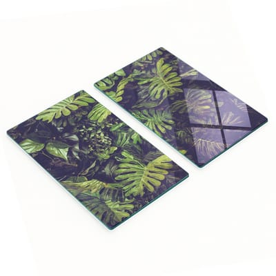 Decoratieve glazen snij- en serveerplanken met Monstera-bladeren, 2x30x52 cm