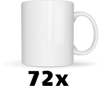 72x Witte Sublimatiemokken - Leuke Cadeau Ideeën - Bedrukbare Sublimatiemok - Geschikt voor Bedrukken - Hoogwaardige Kwaliteit - Leuke Cadeau Ideeën - Vaatwasser- Perfect voor Sublimatie - 325ml