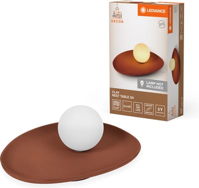 LEDVANCE Decor Clay Nest Tafellamp van klei, 1-lichts, nestvormige lampenkap in bruin, G9-fitting voor moderne binnenverlichting, zonder lichtbron