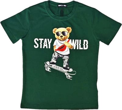 S&C Shirtje Stay wild groen Kids & Kind Jongens Groen - Maat: 158/164