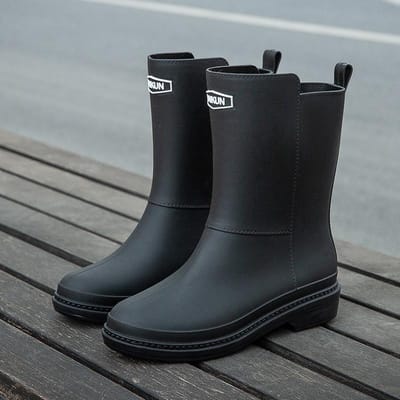 Dames Regenlaarzen PVC Waterdicht Dames Schoenen Antislip Waterschoenen Outdoor Laarzen Impermeable Mujer 35 black