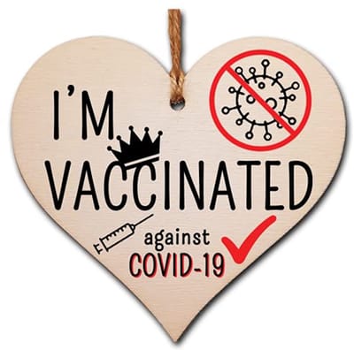 Handgemaakt houten hart plaque - Ik ben gevaccineerd tegen COVID-19 - Perfect cadeau voor vaccin viering