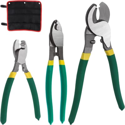 Set van 3 Hoge Kracht Kabelsnijders 6" 8" 10" - Stevige Draadknipper met Ergonomische Grip voor Aluminium, Koper en Fietskabels