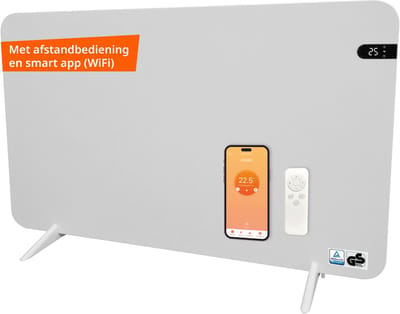 Könighaus 800w Smart Dual-infraroodverwarming Wit Met Display - Vrijstaand/wandmontage