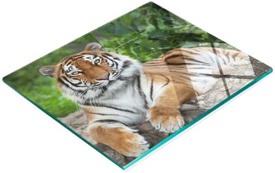 Keukenplank van gehard glas met afbeelding van een Siberische tijger, 60x52 cm