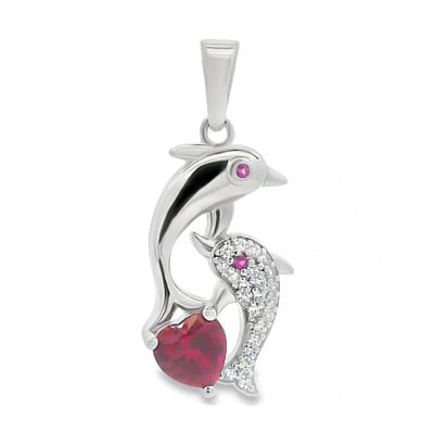 Juwelier Zwartevalk zilveren (gerhodineerd) dolfijnen hanger - 24.376