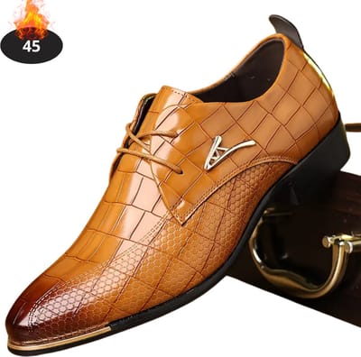 Livano Nette Schoenen Heren - Business Schoenen - Bruiloft - Kantoorschoenen - Leer - Met Veters - Lichtbruin - Maat 45