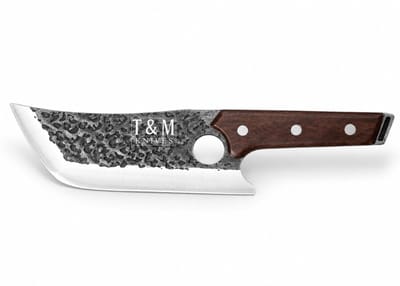 Hakmes Gehamerd Met Lasergat - Barbecue Koksmes en Keukenmes - Vleesmes - Vlijmscherp - Incl. Luxe Giftbox