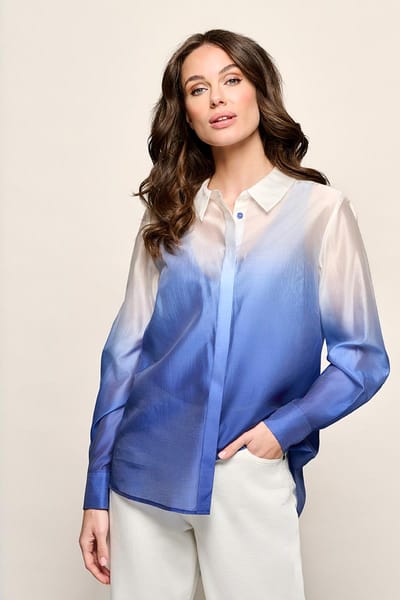 Juna Blouse Offwhite / Kobalt