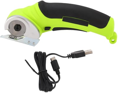 Dailygoods- Naaischaar met Veiligheidsslot - Roterende Stoffensnijder - Accuschaar - Multifunctionele Schaar - Automatisch Slijpsysteem - Geschikt voor Leer en Papier - Stofsnijder