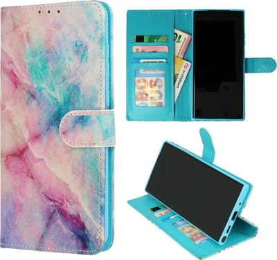 HB Hoesje Geschikt voor Samsung Galaxy A32 5G - Portemonnee Book Case met Print - Hoes met Pasjeshouder, Magneetlipje en Standaardfunctie - Marmer Uni