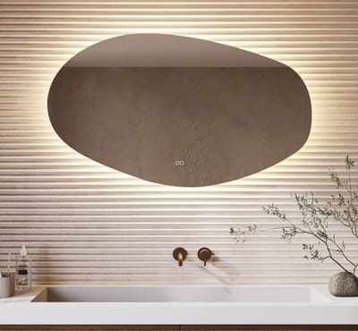 Organische badkamerspiegel met indirecte verlichting, verwarming, instelbare lichtkleur en dimfunctie 120x70 cm