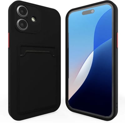 YPCd Pasjeshouder Backcover Geschikt voor Apple iPhone 16 Plus – Shockproof TPU Hoesje – Ingebouwd Kaartvak – Slim-Fit Portemonnee Design – Zwart