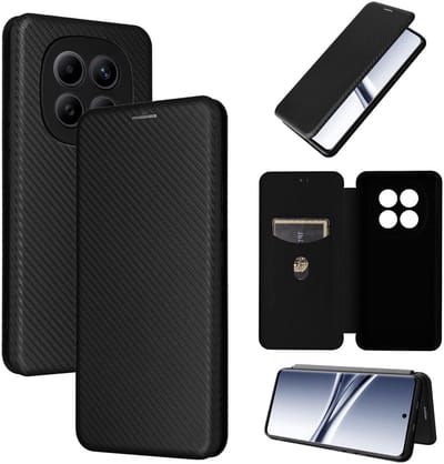Hoesje geschikt voor Xiaomi Redmi Note 15 4G/5G / Xiaomi Poco M8 - Phonesta Carbon Fiber Skin Book Wallet Case - Zwart